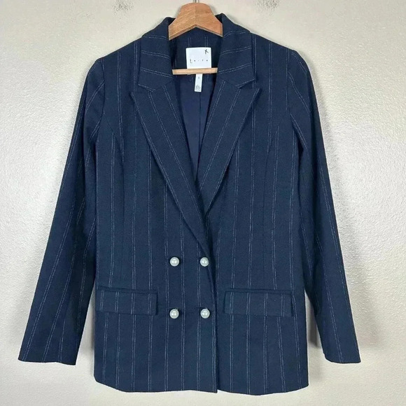 Leith Double Breasted Blazer Jacket Pearl Fall Equestrian Horse Girl Navy Small - Picture 3 of 4